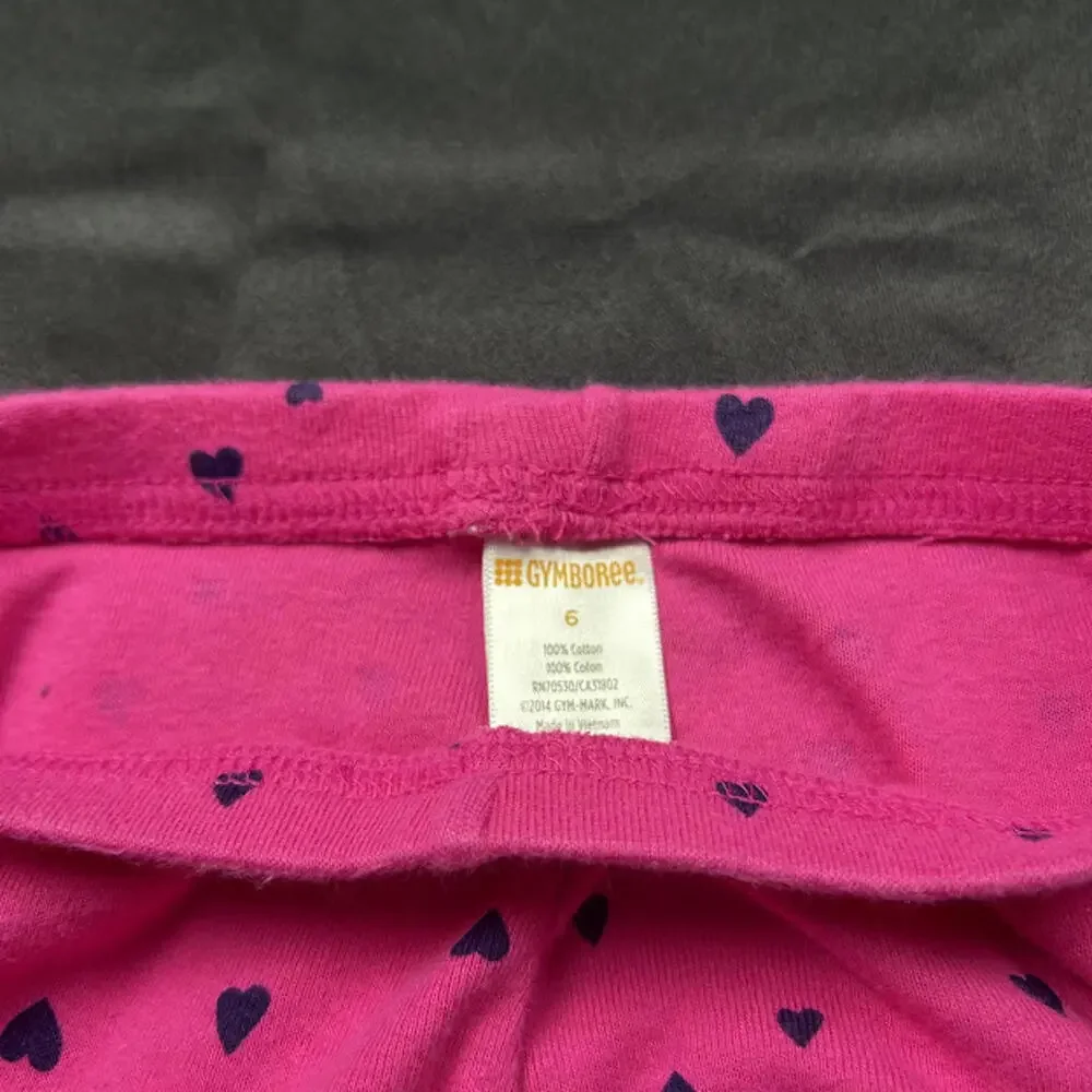 Gymboree Girls Pink Leggings Navy Blue‎ Hearts Size 6Y